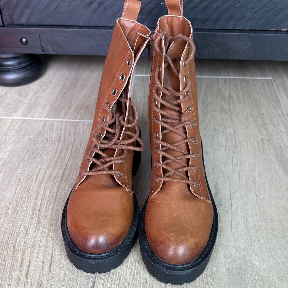 Steve Madden Tan Leather Combat Boots